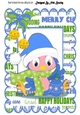 Cute little robin in blue santa hat with bells A4