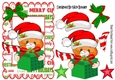 Cute kitty in santa hat with pressie, with bow