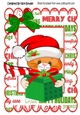 Cute kitty in santa hat with pressie, with bow A4