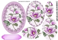 Pretty pink magnolias in floral and pearl frame oval pyramids