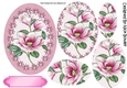 Pretty Rose magnolias in floral and pearl frame oval pyramids