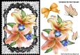 peach and pink lilies in a pretty black lace frame with butterflies