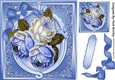 Shades of blue Roses, with bow 8x8