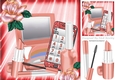 Peach makeup with  glitter mobile phone and rose 8x8