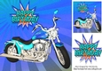 Blue Customized motor bike in the sunset 8x8