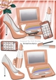 peach makeup with glitter mobile phone and rose A5