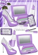 lilac makeup with glitter mobile phone and rose A5