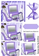 purple makeup with glitter mobile phone and rose with bow pyramids
