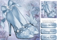 Pretty blue sparkle shoes with bow and butterflies 8x8