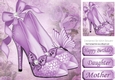 Pretty Lilac sparkle shoes with bow and butterflies 8x8