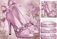 Pretty rose sparkle shoes with bow and butterflies 8x8