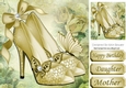 Pretty gold sparkle shoes with bow and butterflies 8x8