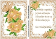 Pretty peach flowers in ornate card front with matching insert with verse
