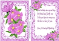 Pretty pink flowers in ornate card front with matching insert with verse