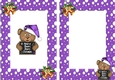 Have a Beary Merry Christmas! teddy with bell purple frame A5 Insert