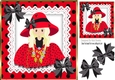 Pretty girl in red polka dot dress with lace & bows 8x8