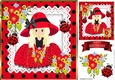 Pretty girl in red polka dot dress with lace, ladybirds & flowers 8x8