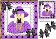 Pretty girl in purple polka dot dress with lace & bows 8x8