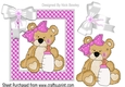 Cute little baby bear, with pink bow in bead frame