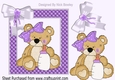Cute little baby bear in bead frame with purple bow