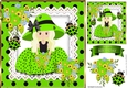 Pretty girl in lime green polka dot dress with lace & bows 8x8