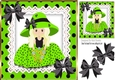 Pretty girl in lime green polka dot dress with lace & bows 8x8