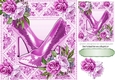 Pretty painted roses in sparkle frame with shoes 8x8