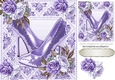 Pretty  painted roses in sparkle frame with purple shoes 8x8