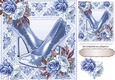 Pretty  painted roses in sparkle frame with blue shoes 8x8