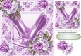 Pretty  painted roses in sparkle frame with lilac shoes 8x8