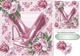Pretty  painted roses in sparkle frame with rose shoes 8x8