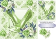 Pretty  painted roses in sparkle frame with green shoes shoes 8x8