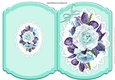 Turq painted roses on lace cut and fold quick card