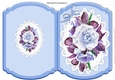 blue painted roses on lace cut and fold quick card