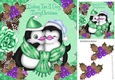 Wishing you a very merry christmas cute penguins in green 8x8