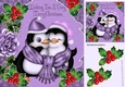 Wishing you a very merry christmas cute penguins in purple 8x8