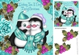 Wishing you a very merry christmas cute penguins in turq 8x8