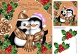 Wishing you a very merry christmas cute penguins in gold 8x8