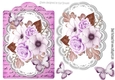 pink painted roses and paper butterflies on script topper & lace