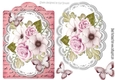 rose painted roses and paper butterflies on script topper & lace