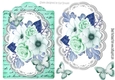 turq painted roses and paper butterflies on script topper & lace