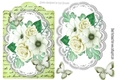 green painted roses and paper butterflies on script topper & lace