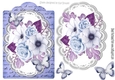 lilac painted roses and paper butterflies on script topper & lace