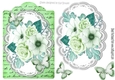 jade painted roses and paper butterflies on script topper & lace