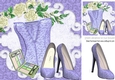 Pretty lilac ditzy basque, shoes with makeup 8x8