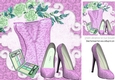 Pretty pink ditzy basque, shoes with makeup 8x8