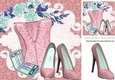 Pretty rose ditzy basque, shoes with makeup 8x8