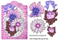 pretty painted pink flowers on lace on a script tag