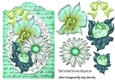 pretty painted turq flowers on lace on a script tag