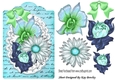 pretty painted sky flowers on lace on a script tag